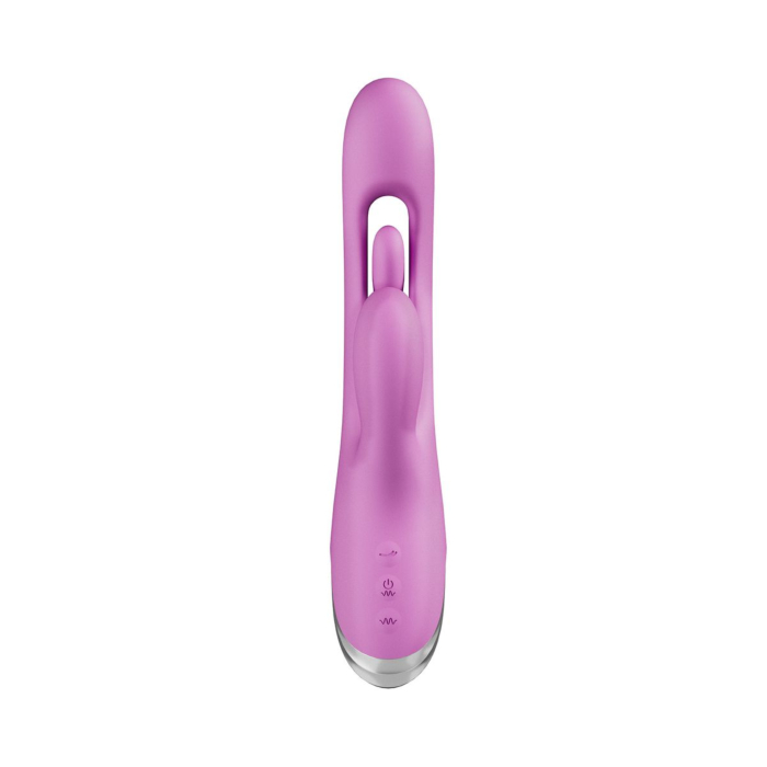 Good Vibes Only - Rabbit Vibrator With Moving Finger Purple — clear front view of the device