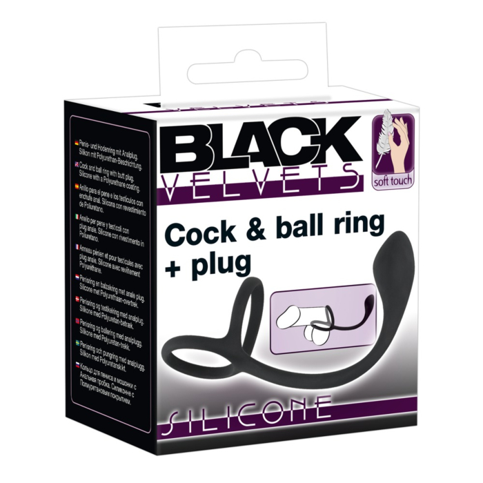Black Velvets Cock & Ball Ring + Plug Black Velvets Cock & Ball Ring + Plug