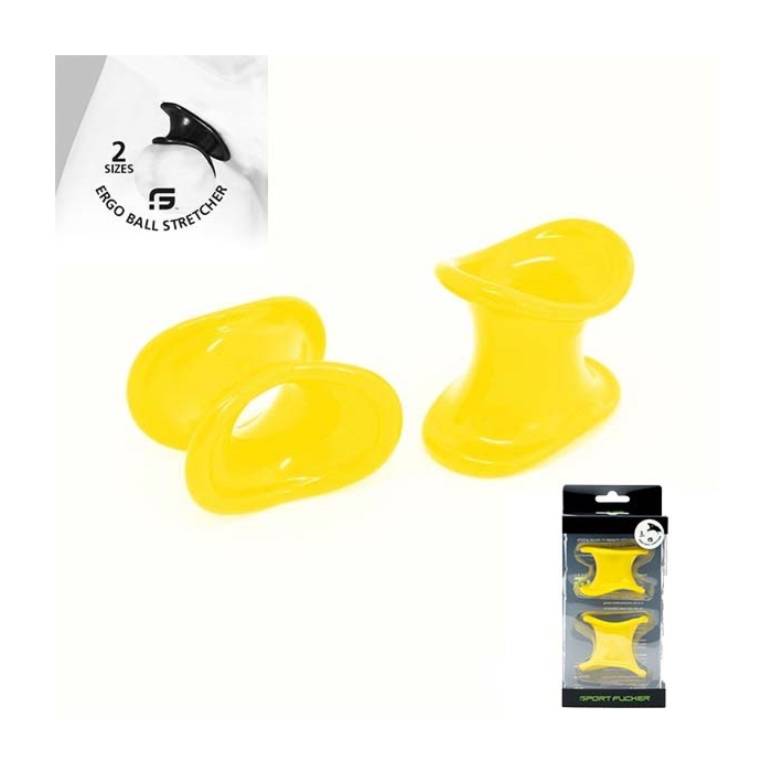 Ergo Ball Stretcher Cock Ring (2x) Yellow - Sport Fucker - Testicles Ergo Ball Stretcher Cock Ring (2x) Yellow - Sport Fucker - Testicles