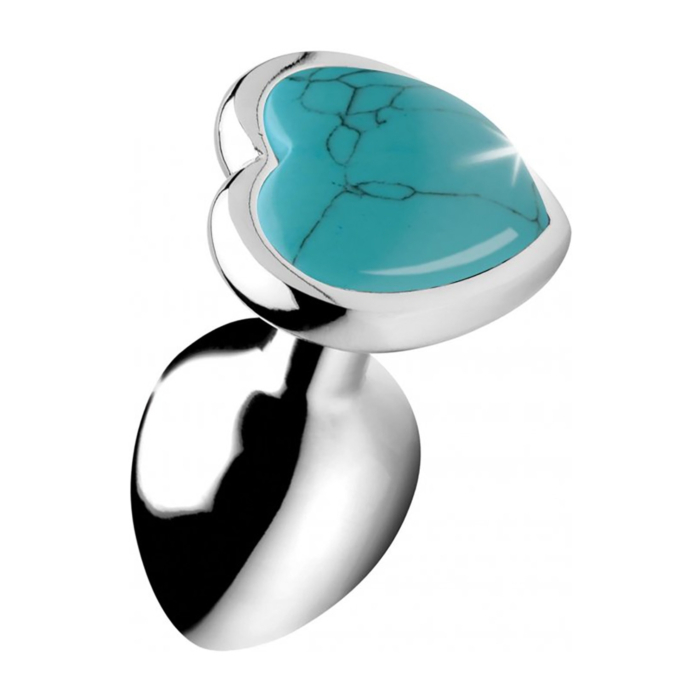 Small Anal Plug with Turquoise Heart Gemstone - XR Brands Small Anal Plug with Turquoise Heart Gemstone - XR Brands