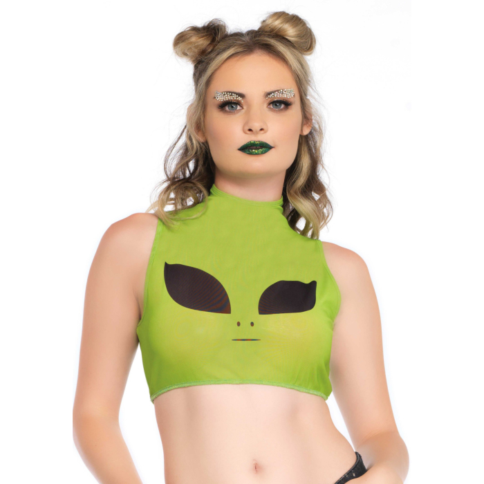 Alien mesh crop top green
