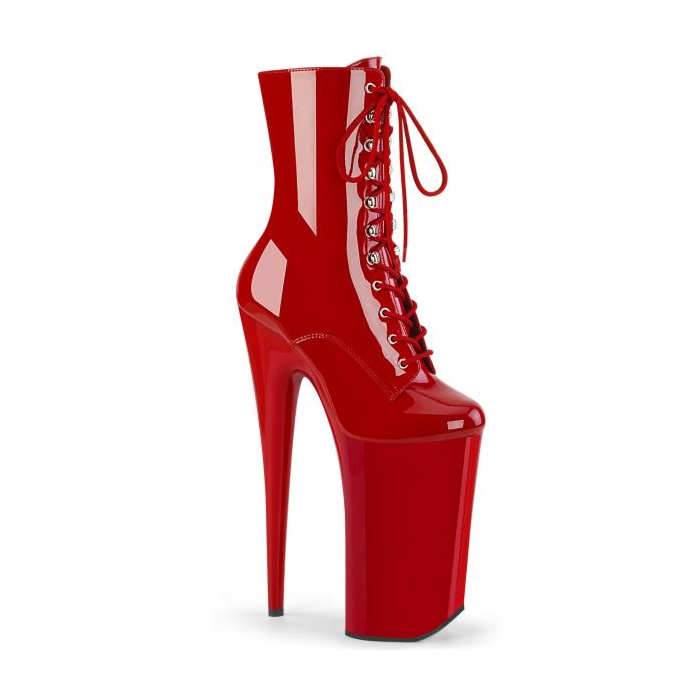 BEYOND-1020 Pleaser Skyscraper high heels platform ankle boots red patent

