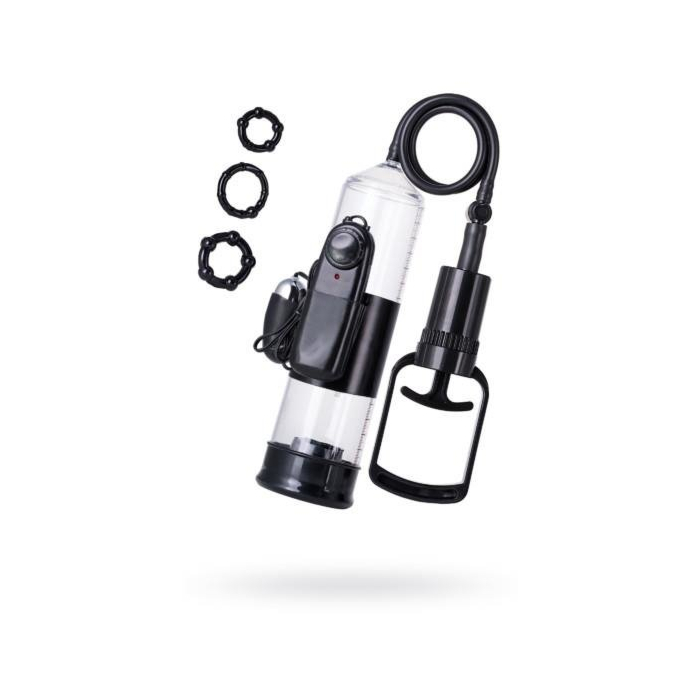 Vibrating Vacuum Penis Pump with Cock Rings Set - A-Toys