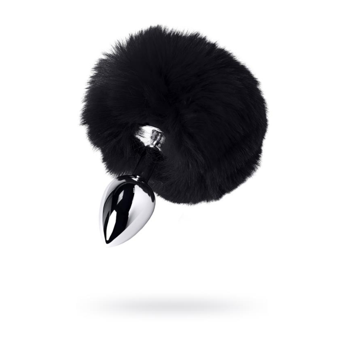 Metal Classic Anal Plug with Faux Fur (Black) - ToyFa