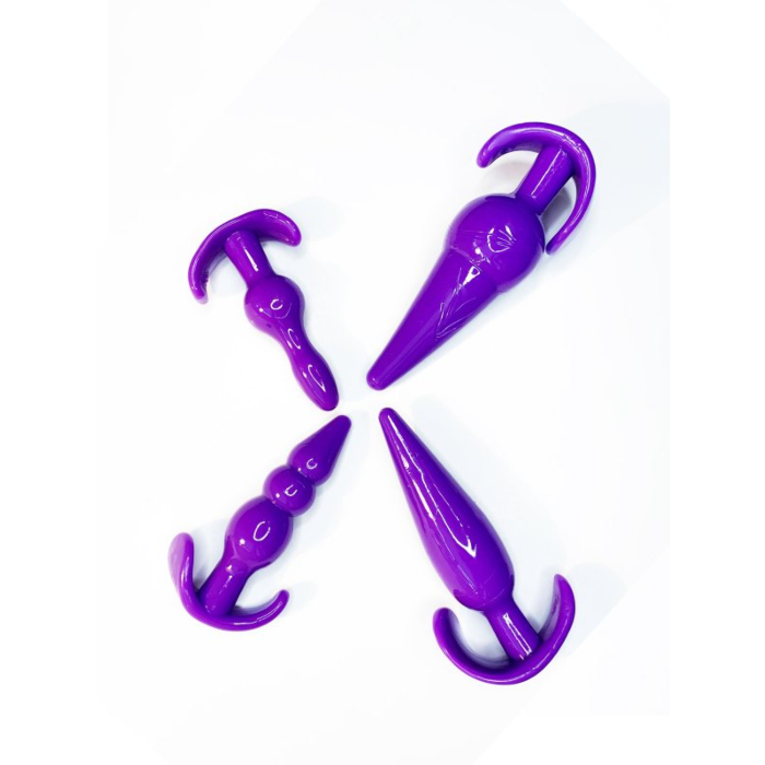 Ergonomic Textured Butt Plug Set Purple
