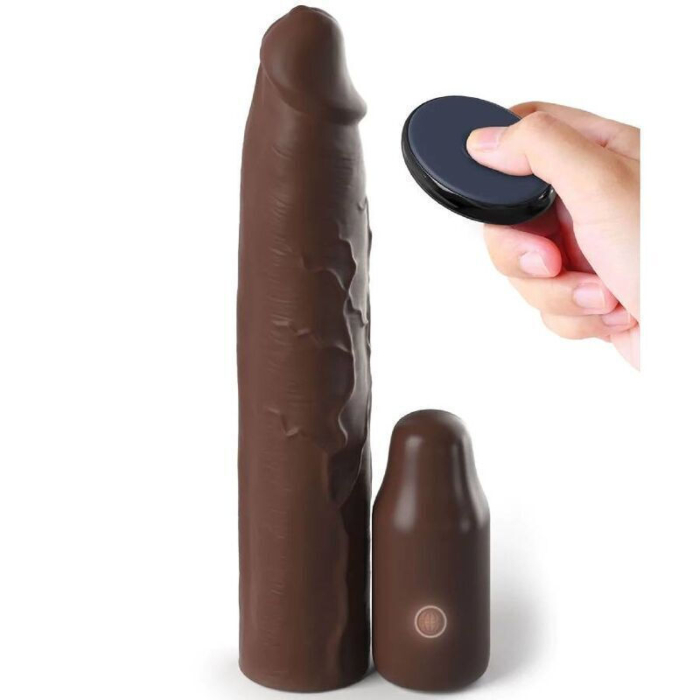 Fantasy X-tensions Elite - 3" Vibrating Mega X-tension with Remote - Brown
