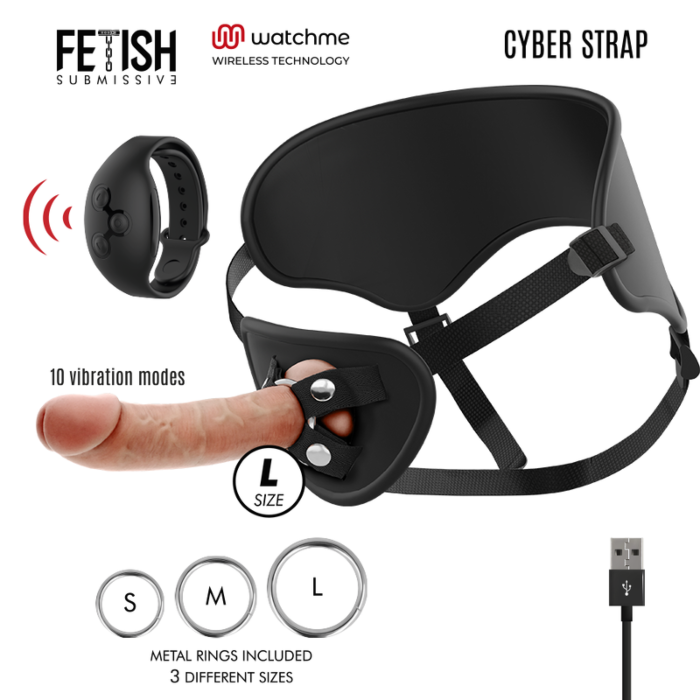CYBER STRAP HARNESS WITH DILDO REMOTE CONTROL WATCHME TECHNOLOGY L
