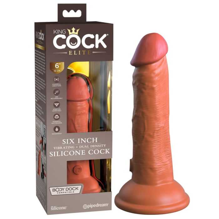King Cock Elite 6″ Vibrating Silicone Dildo Tan
