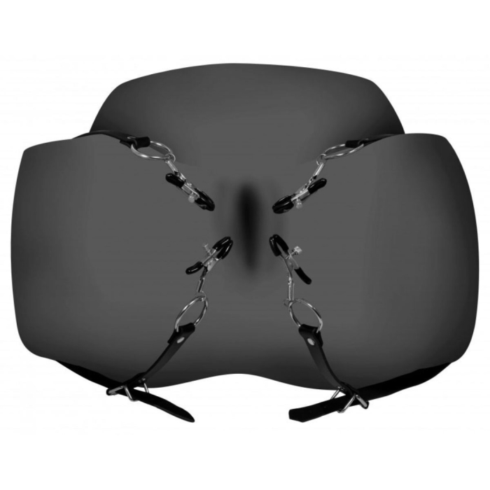 Ouch Labia Spreader with Clamps - Black