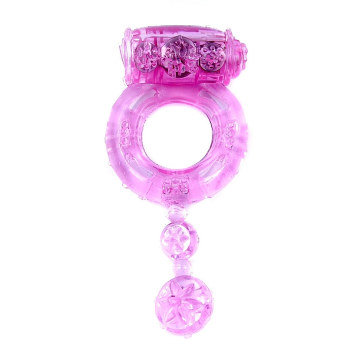Vibrating Cock Ring With Balls Pink