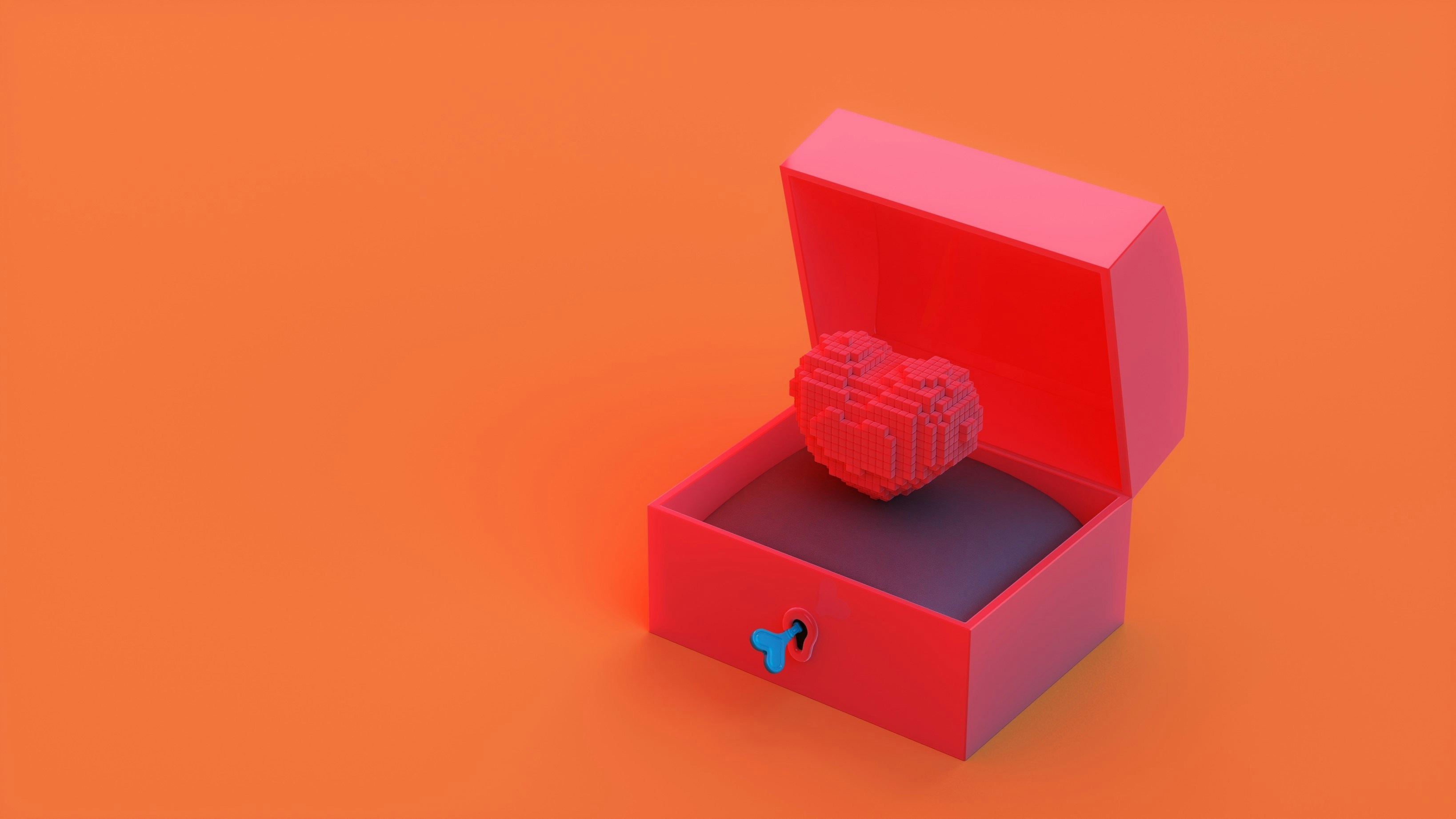 open red box with heart inside